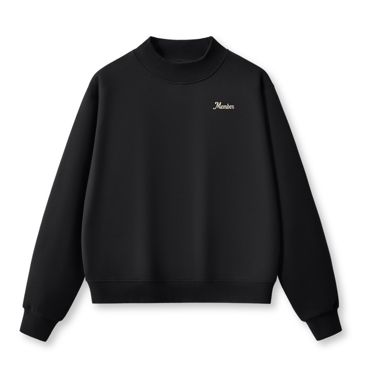 Club 814 Member mock neck sweatshirt in black.
