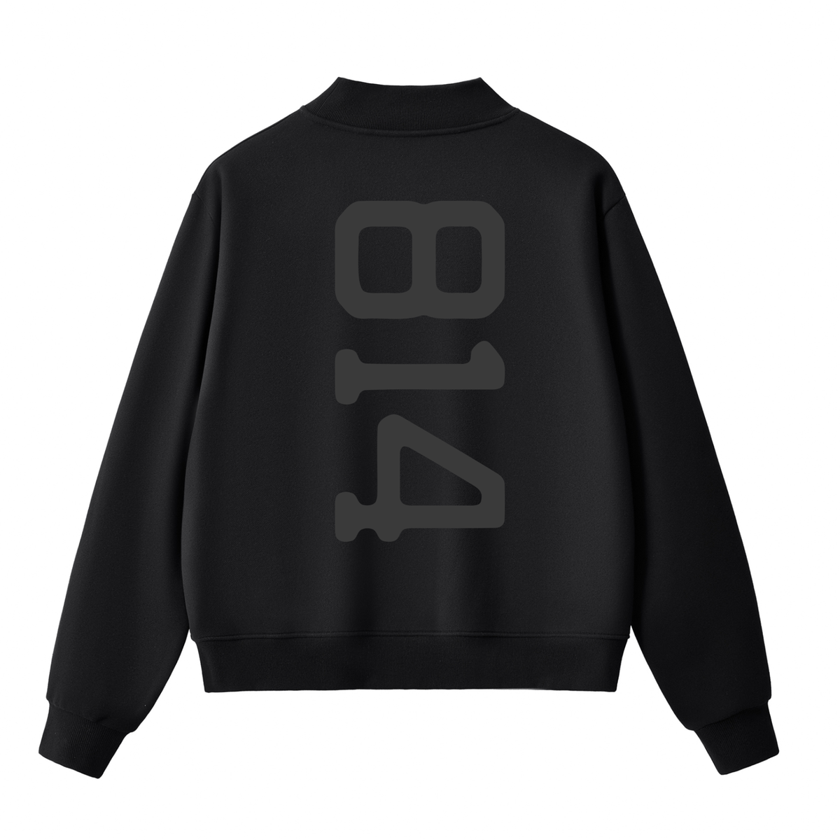 Club 814 Club Life mock neck sweatshirt in black, alternate view.