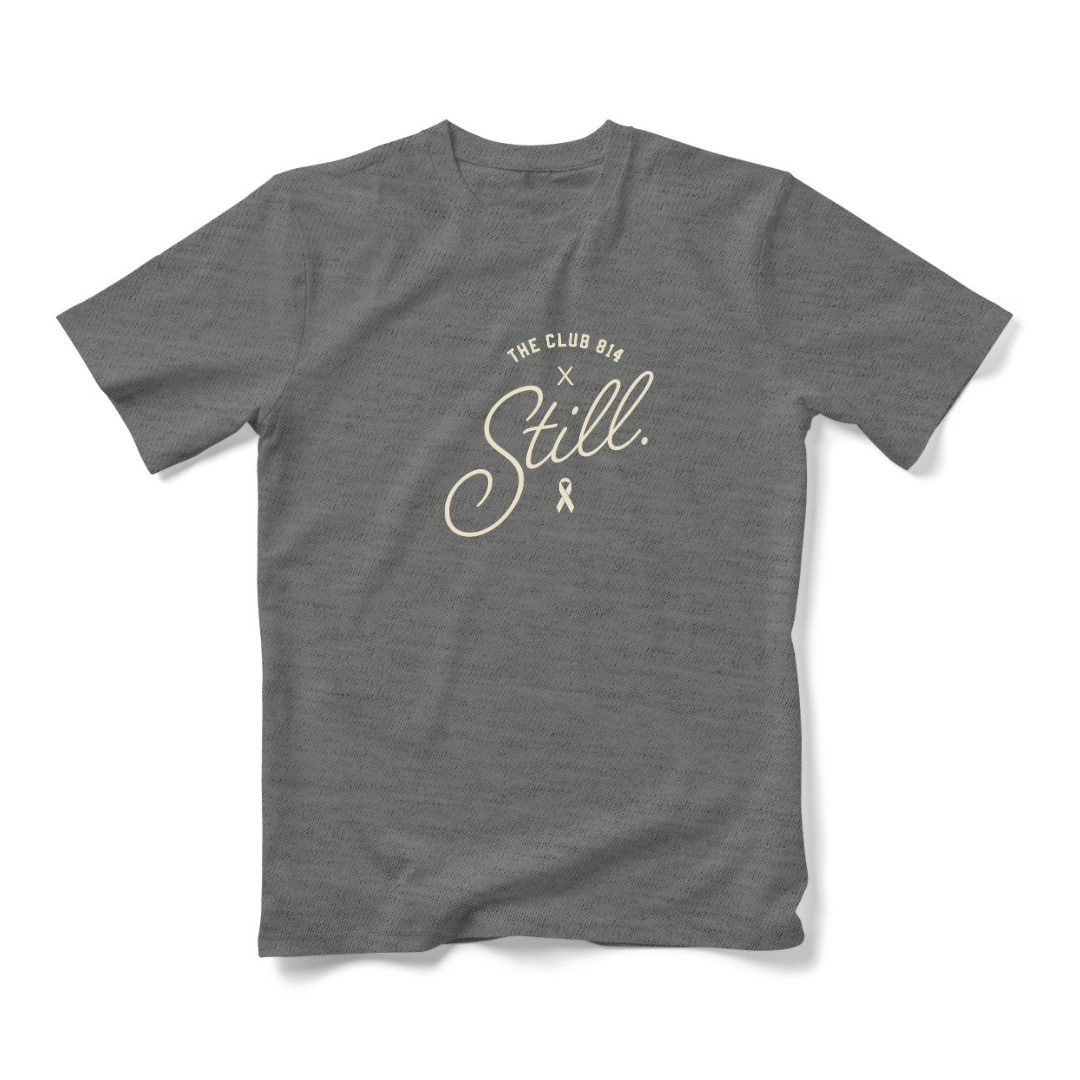 Still x Club 814 triblend tee in grey with bone ink print