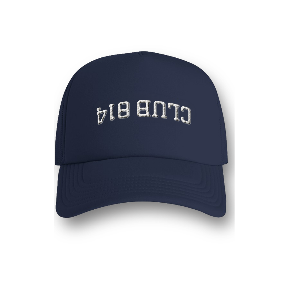 White Puff Embroidery Upside Down Foam Trucker Cap