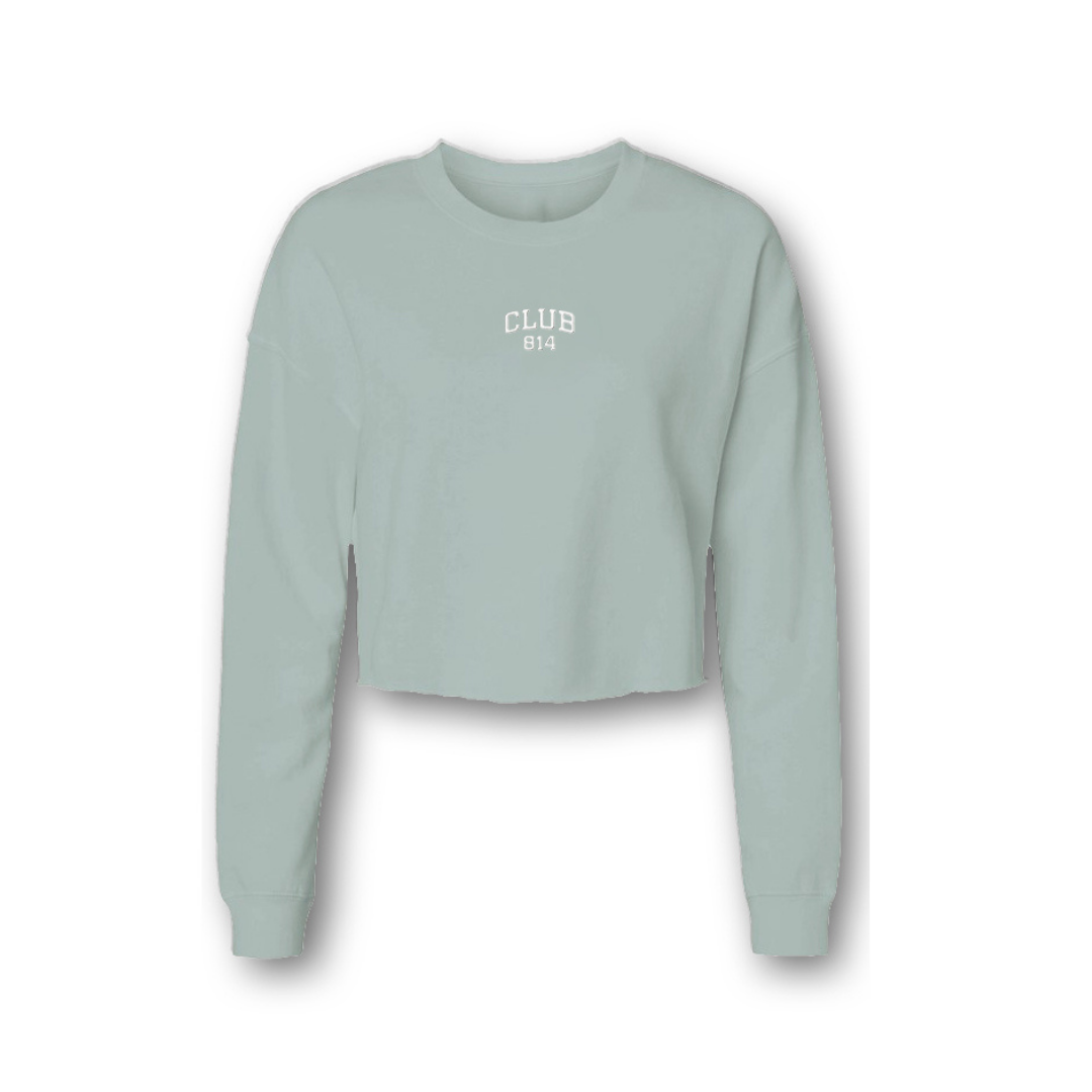 Embroidered Lightweight Cropped Crew Sweatshirt