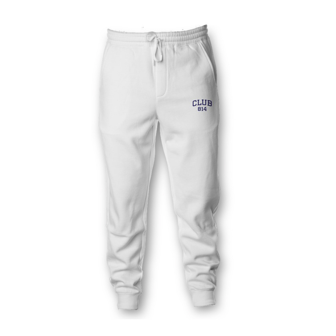 Navy Embroidery Midweight Unisex Joggers / White