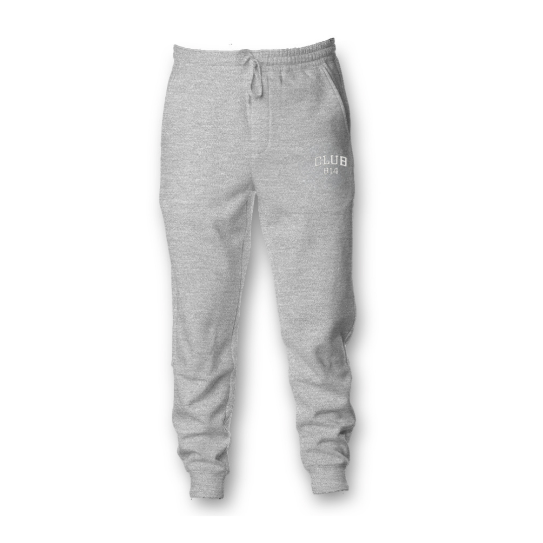 White Embroidery Midweight Fleece Joggers / Grey