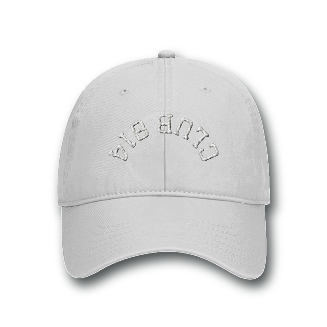 White Embroidery Upside Down Graphic Dad Hat