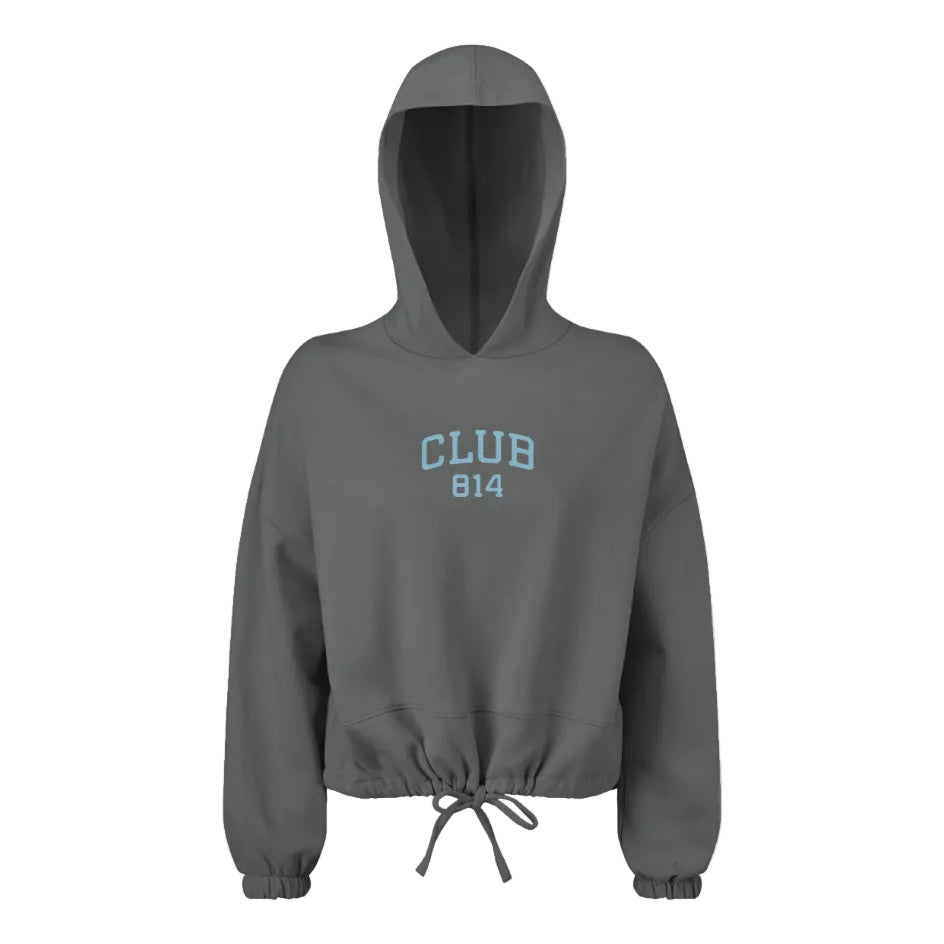 Club 814 women's oversized cropped hoodie with embroidered 814.