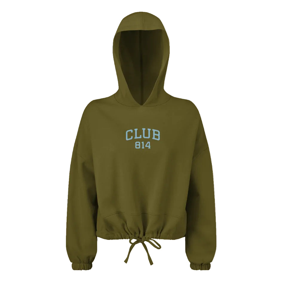 Club 814 women's oversized cropped hoodie, alternate view.