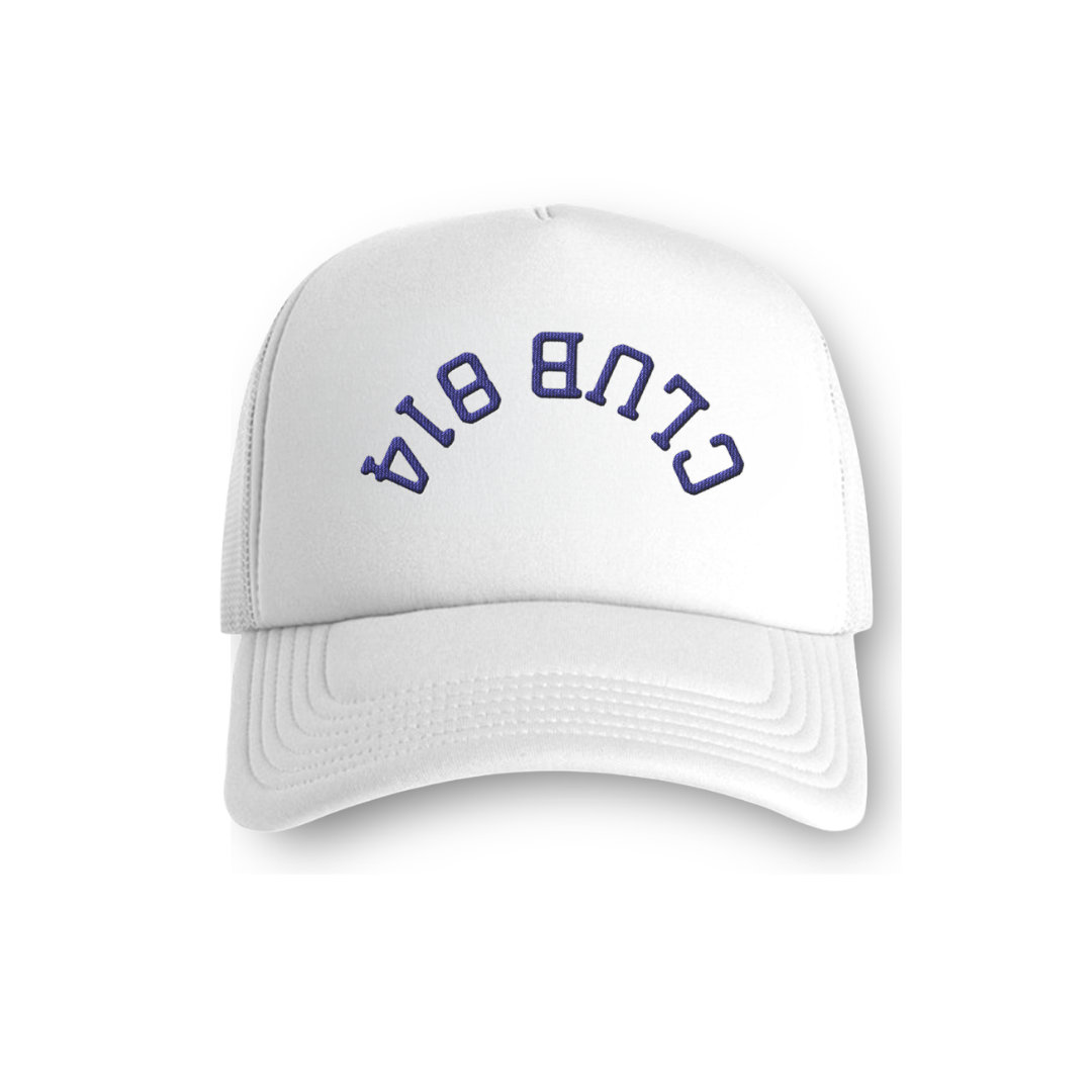 Navy Puff Embroidery Graphic Foam Trucker Cap