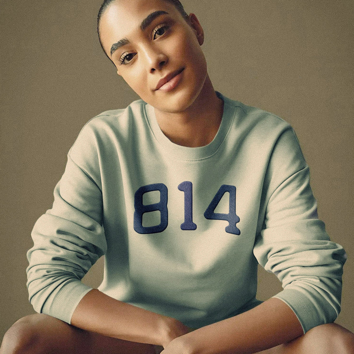 814 Faux Chenille Patched Heavyweight Crewneck Sweatshirt