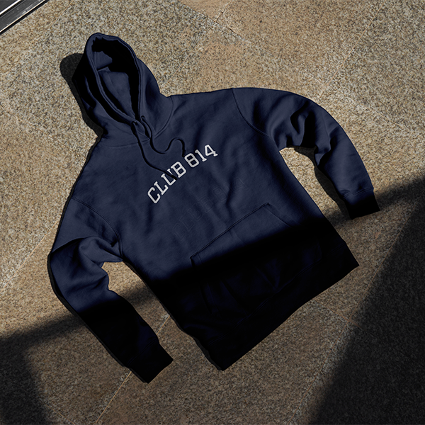 Heavyweight Distressed Vintage-Print Hoodie / Classic Navy