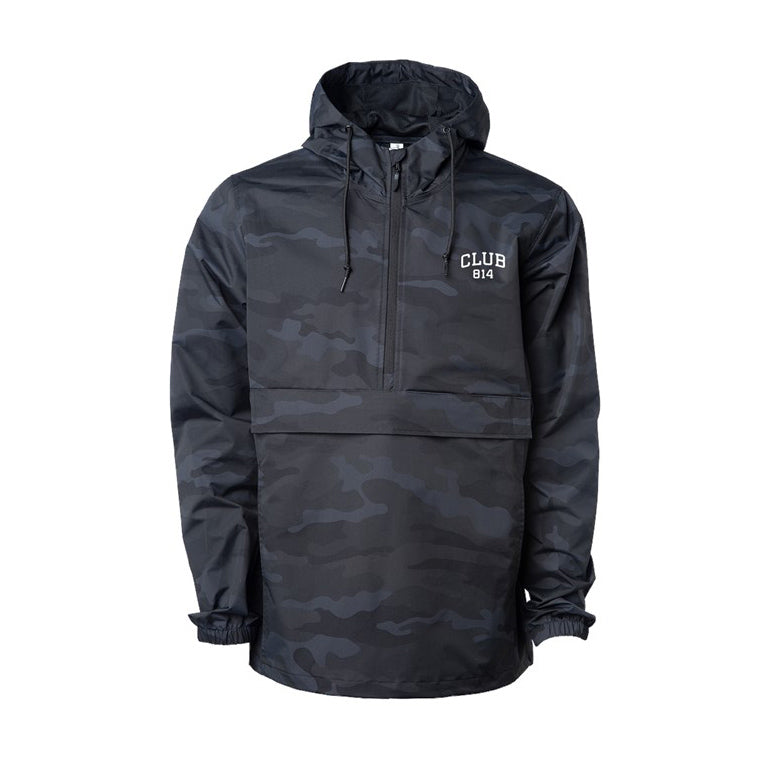 Embroidered Black Camo All-Weather Half-Zip Jacket