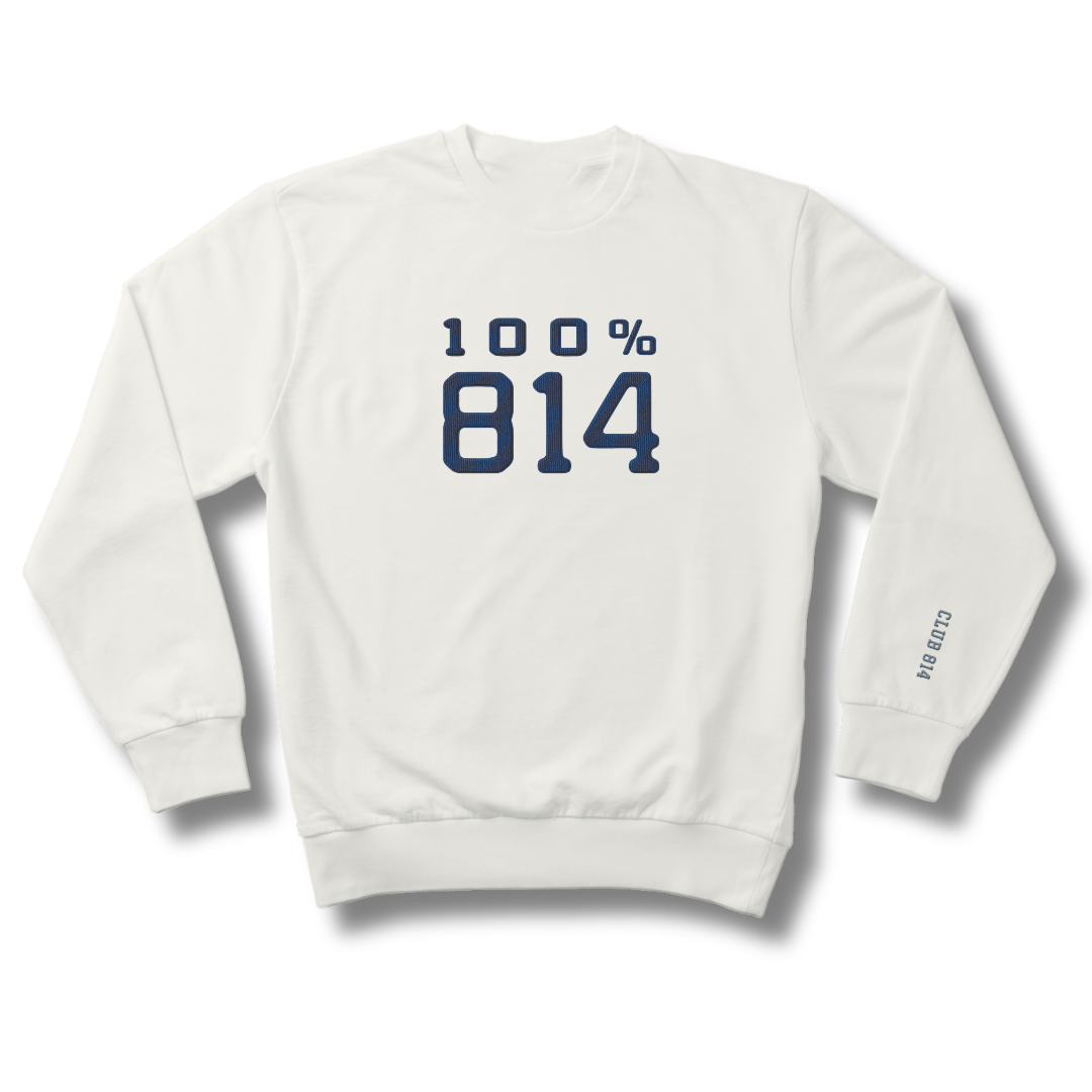 Club 814 heavyweight crewneck in ivory, alternate view.