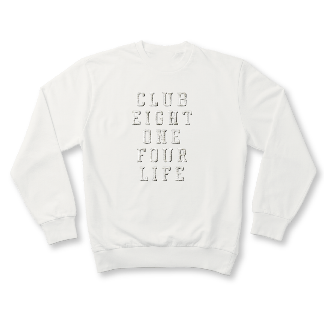 Eight One Four Life Faux Chenille Patched Crewneck Sweatshirt