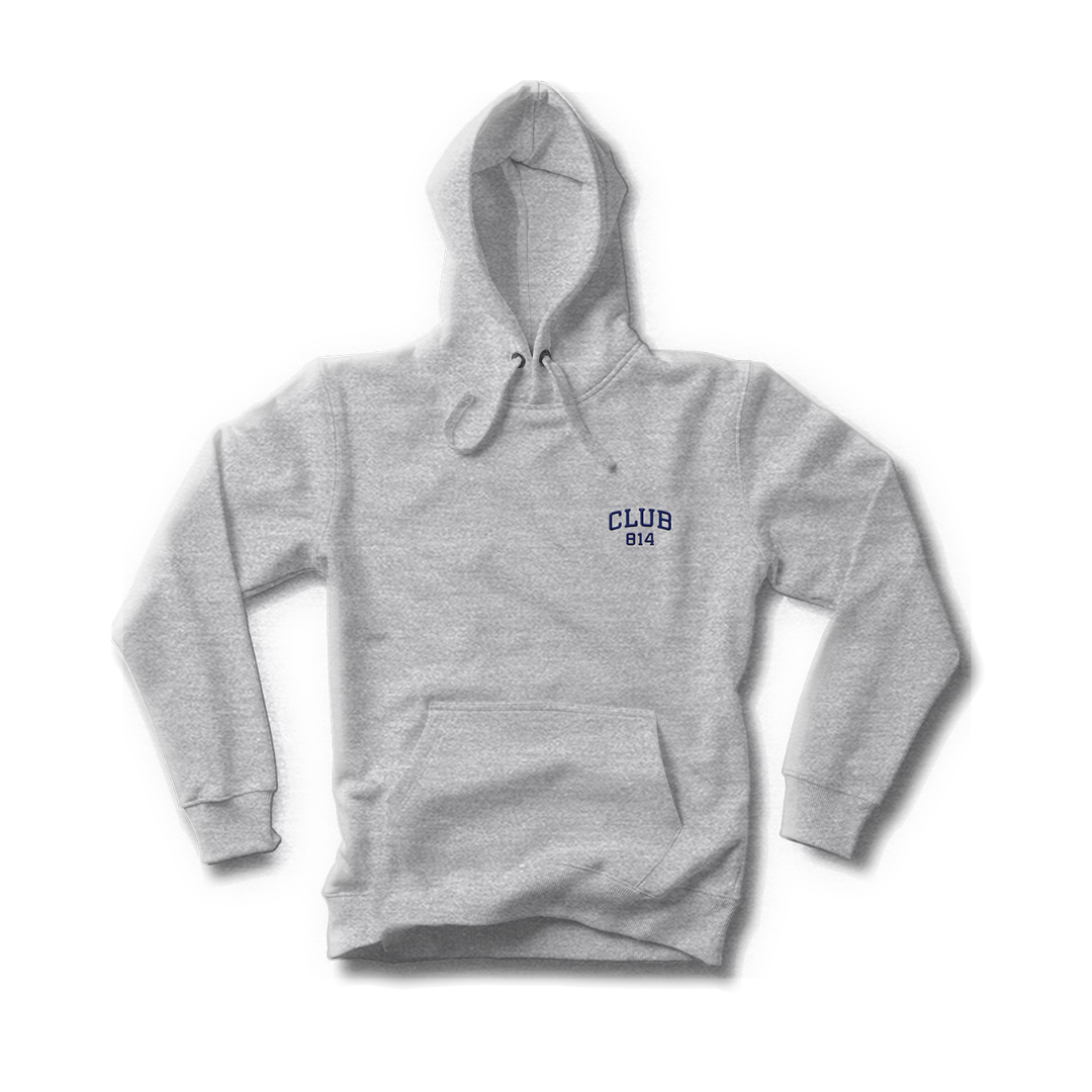 Navy Embroidered heavyweight hoodie / Grey Heather