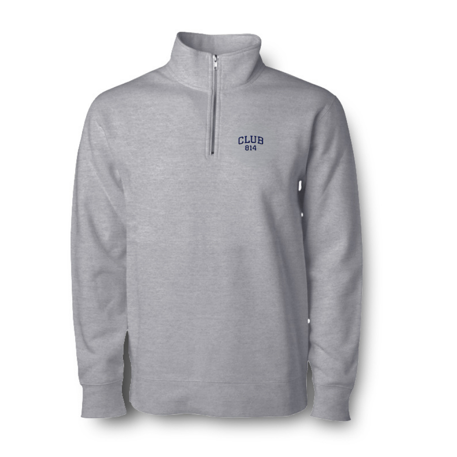 Club 814 midweight quarter-zip mock-neck pullover with embroidered 814.