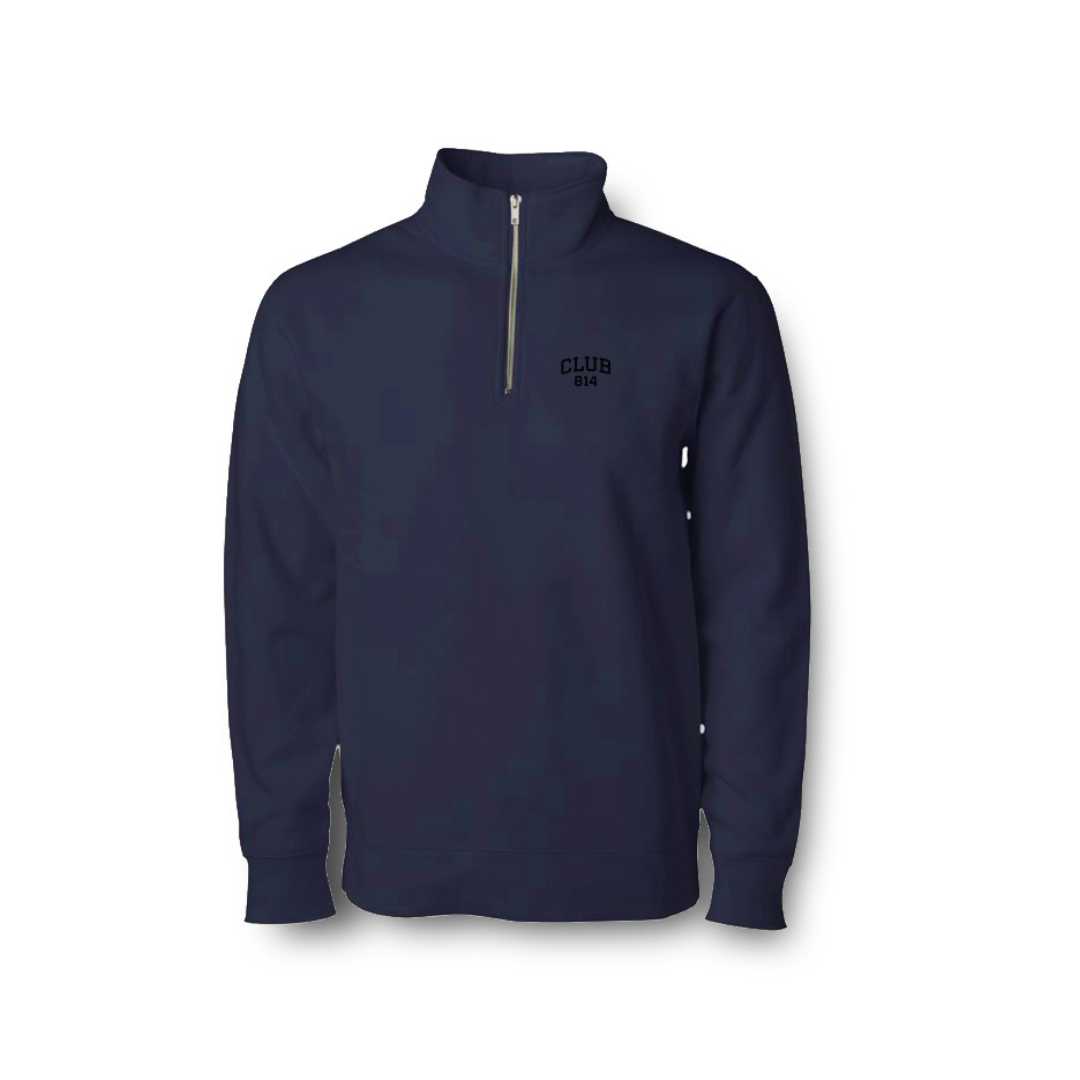 Embroidered Midweight Quarter Zip Mock Neck Pullover
