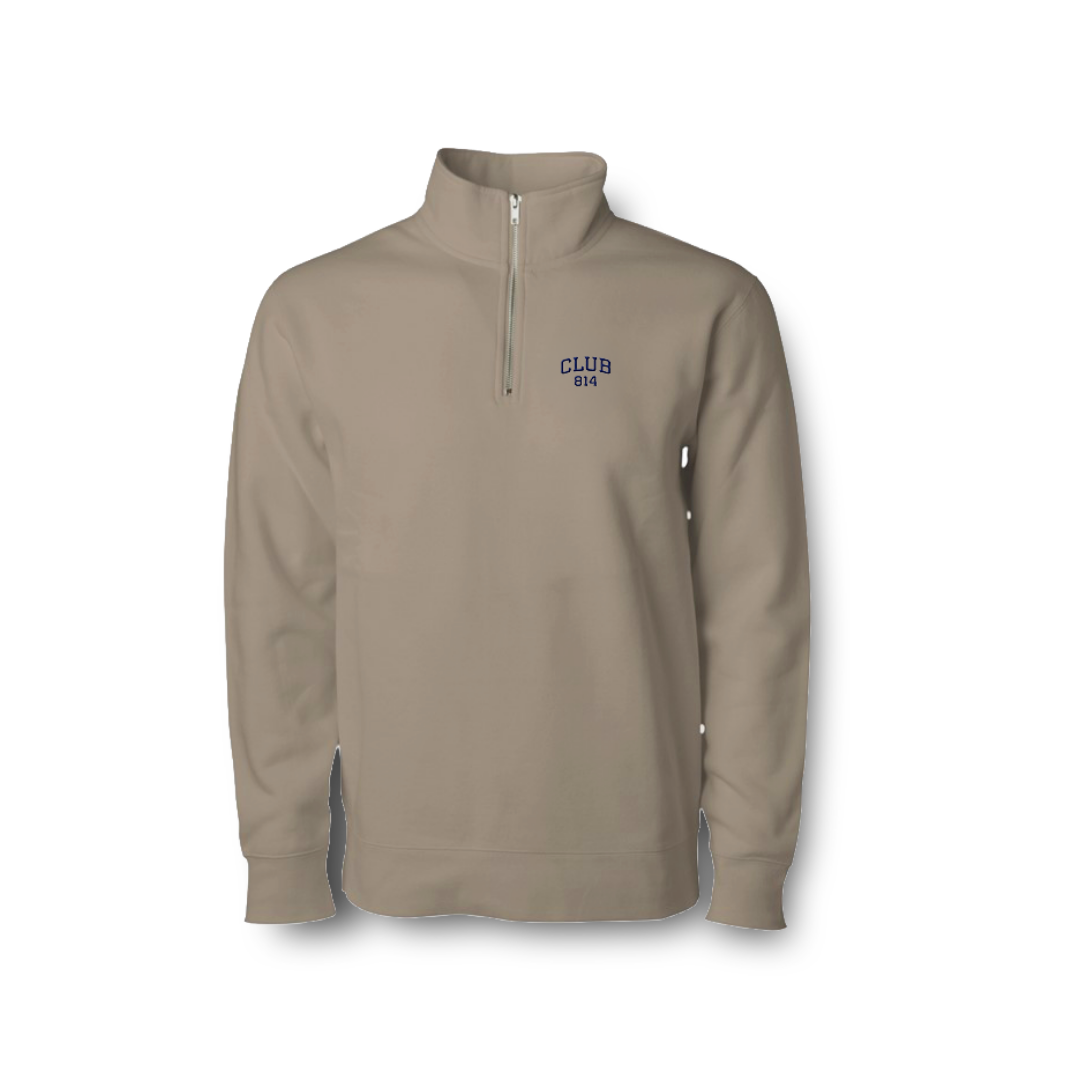 Embroidered Midweight Quarter Zip Mock Neck Pullover