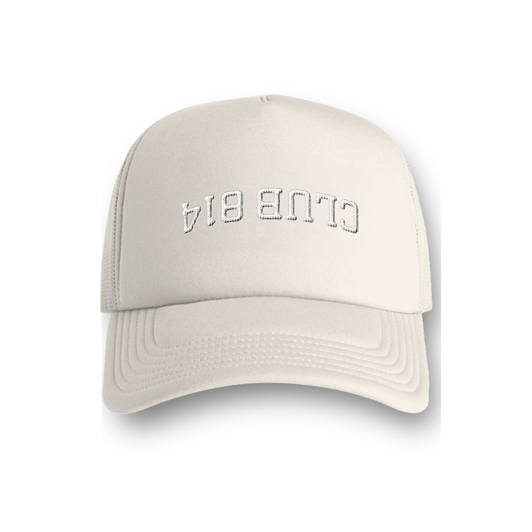 White Puff Embroidery Upside Down Foam Trucker Cap