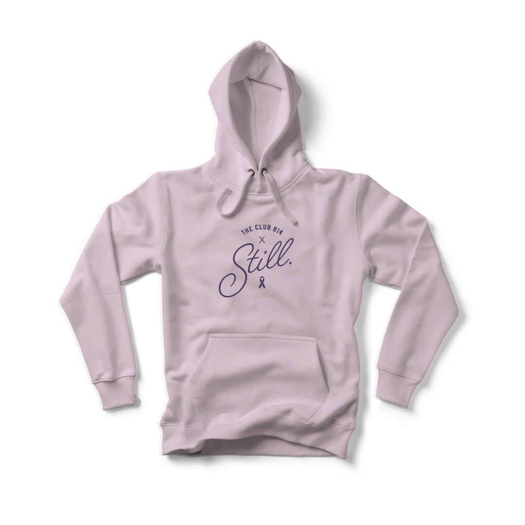 Still heavyweight hoodie with plum Still print
