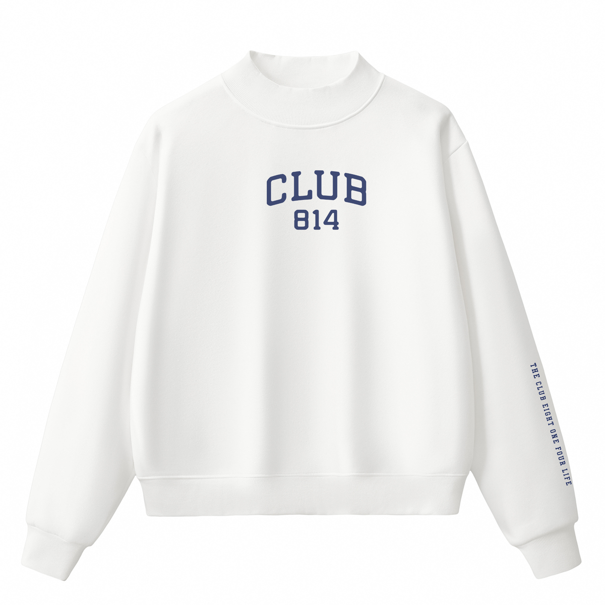 Club 814 Club OG mock neck sweatshirt in white.