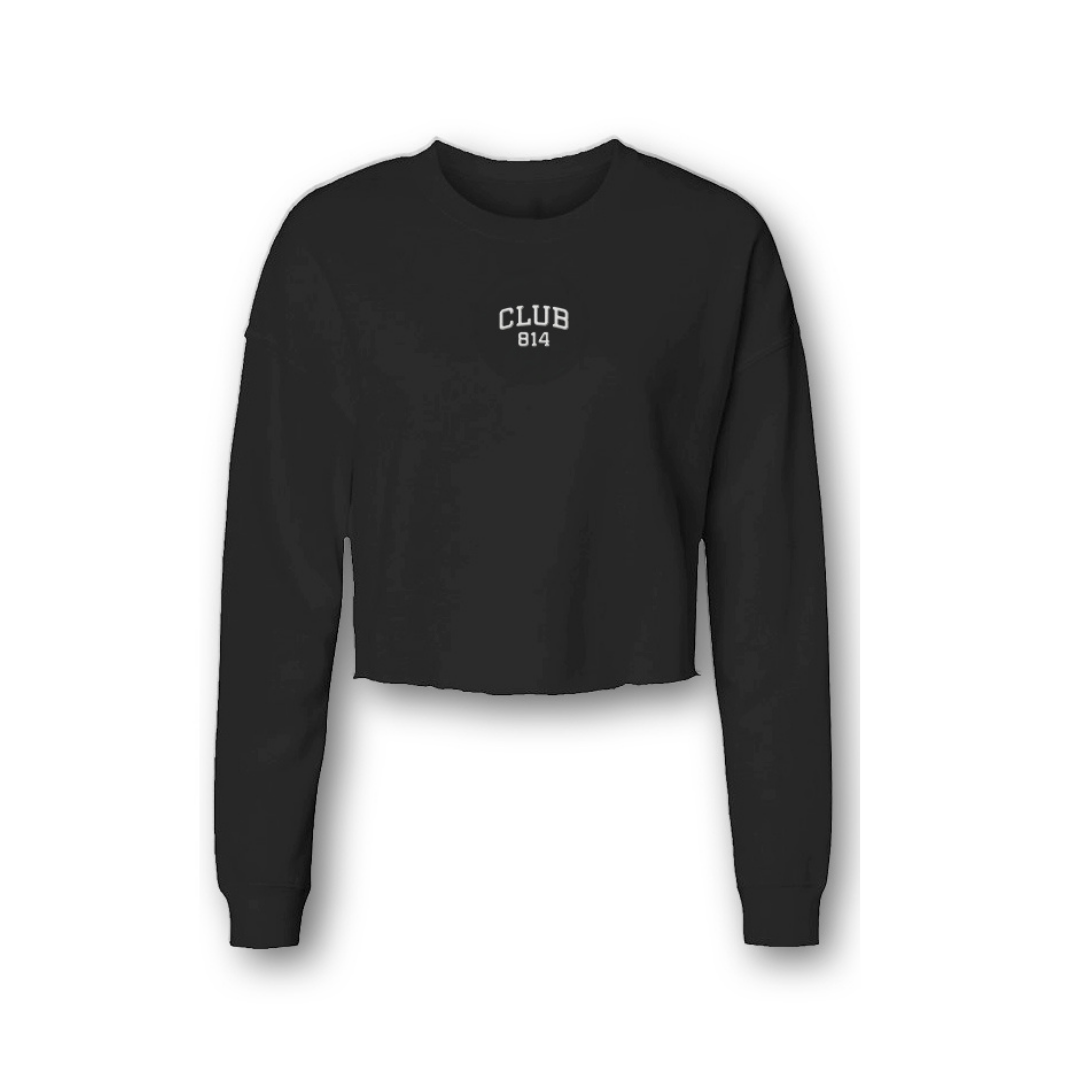 Embroidered Lightweight Cropped Crew Sweatshirt