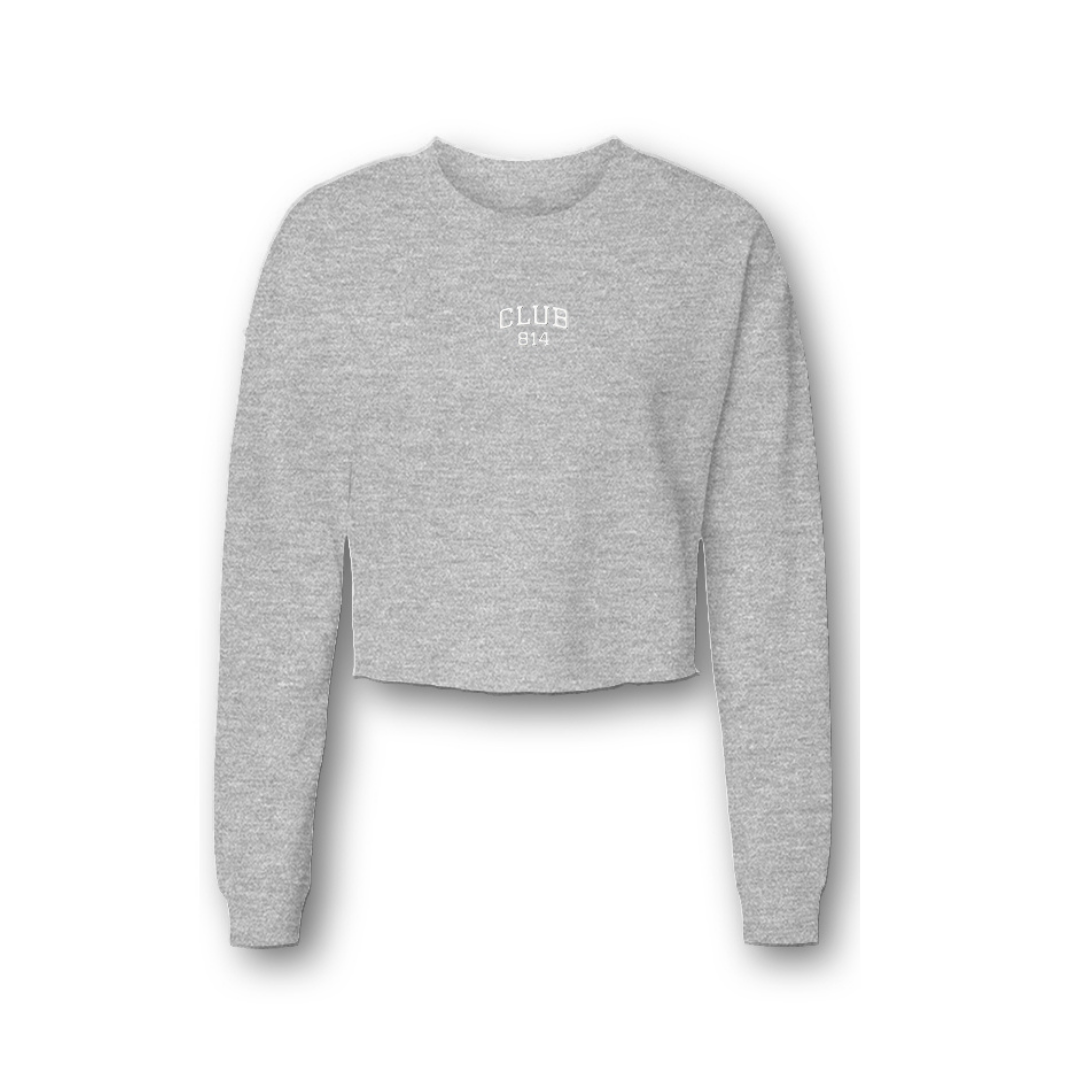 Embroidered Lightweight Cropped Crew Sweatshirt