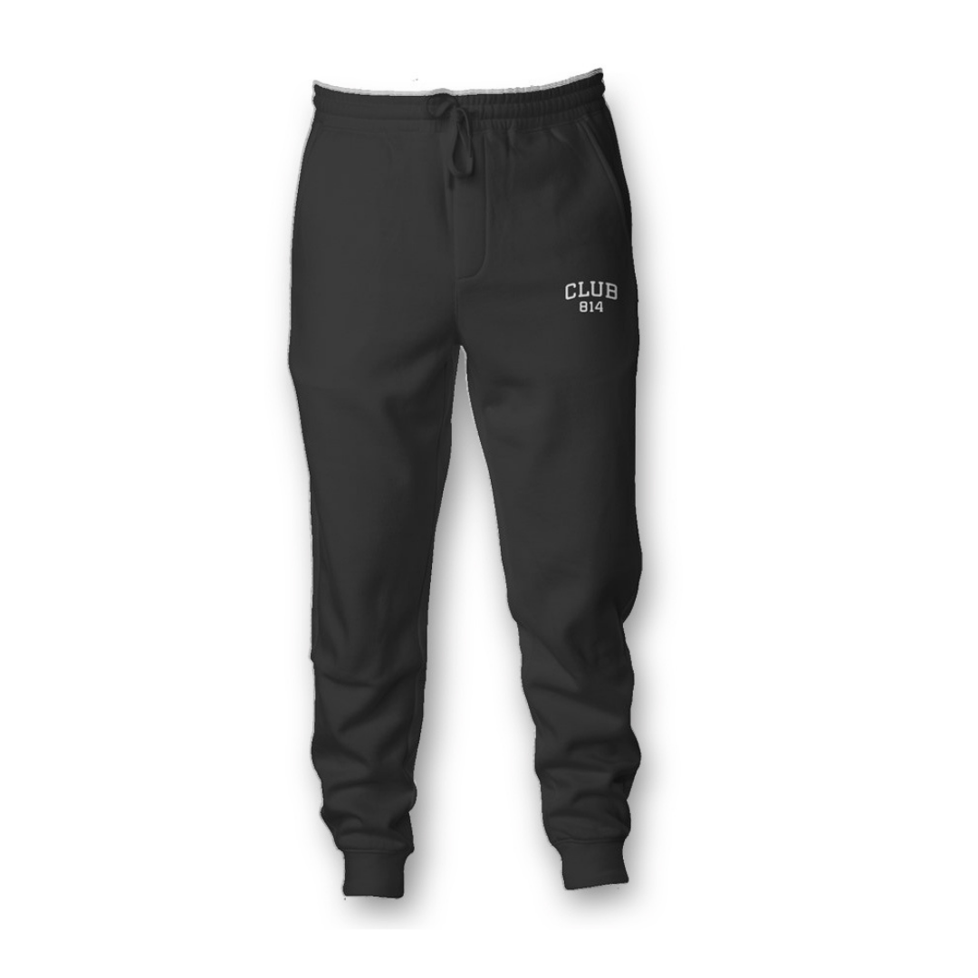 White Embroidery Midweight Fleece Joggers / Black