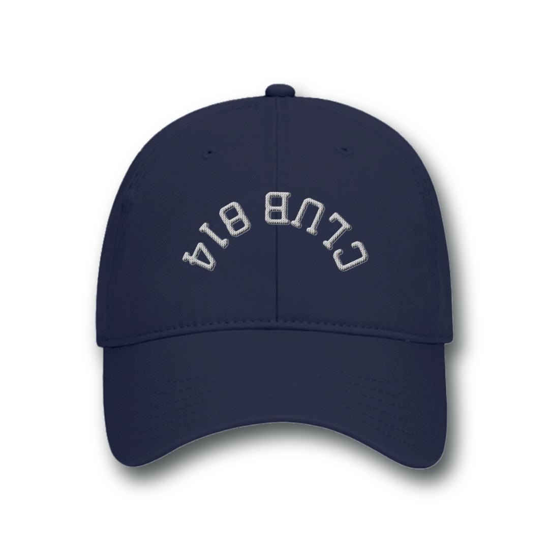 White Embroidery Upside Down Graphic Dad Hat