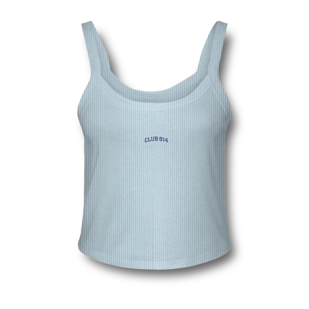 Navy Embroidery Spaghetti Strap Tank