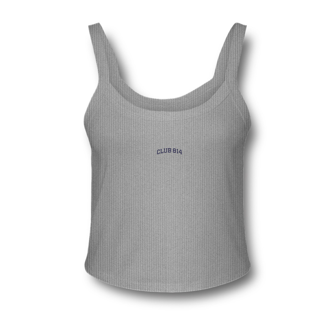 Navy Embroidery Spaghetti Strap Tank