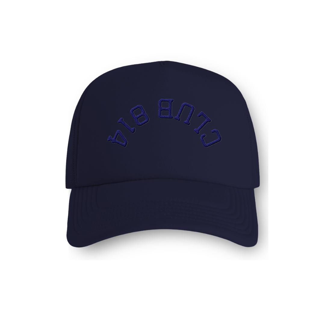 Navy Puff Embroidery Graphic Foam Trucker Cap