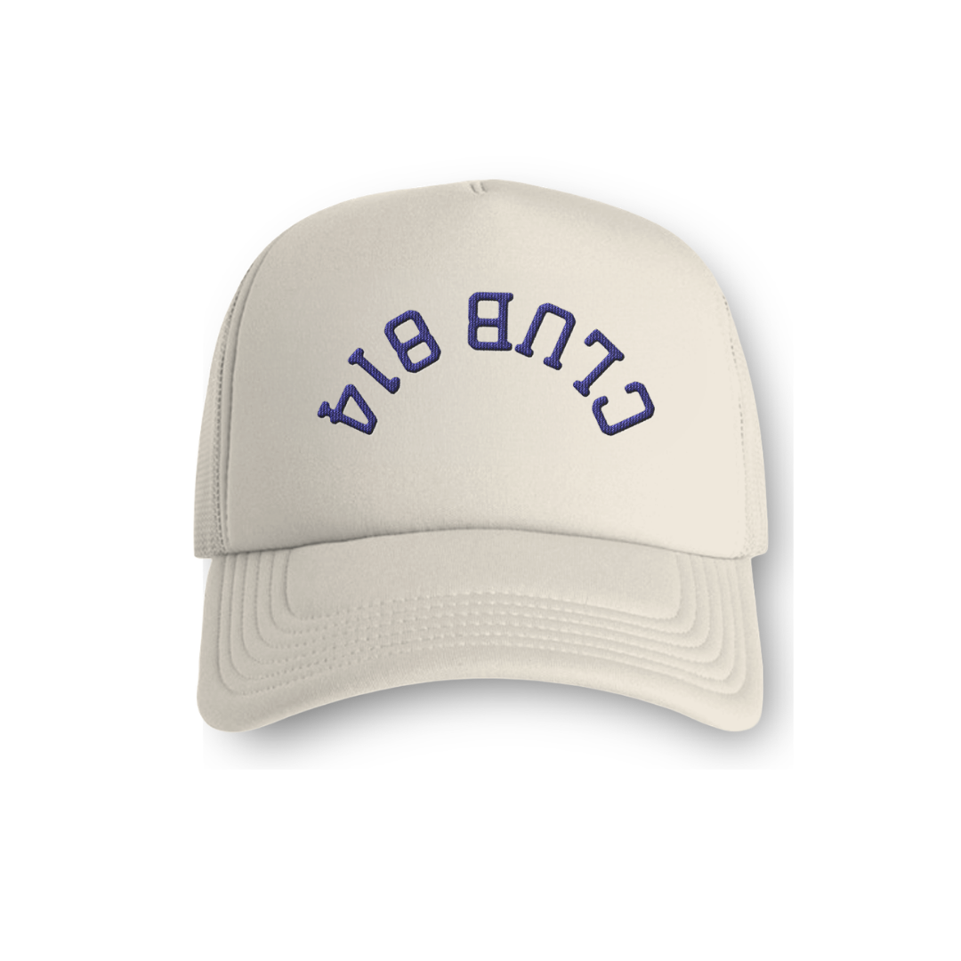 Navy Puff Embroidery Graphic Foam Trucker Cap