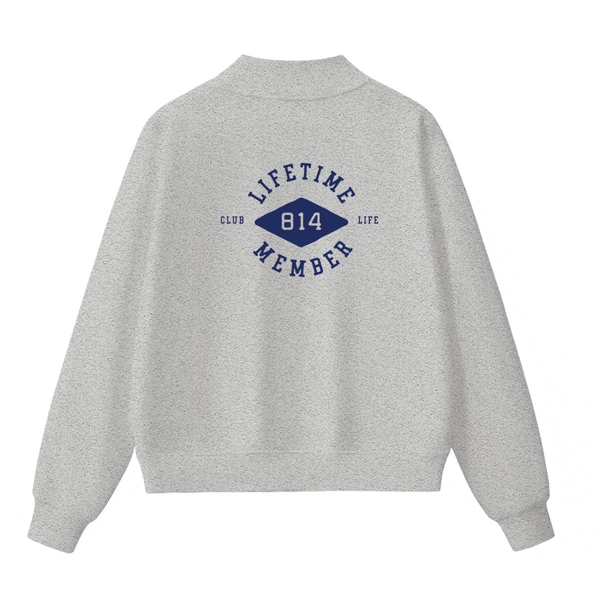 Club 814 Arc II mock neck sweatshirt, alternate view.
