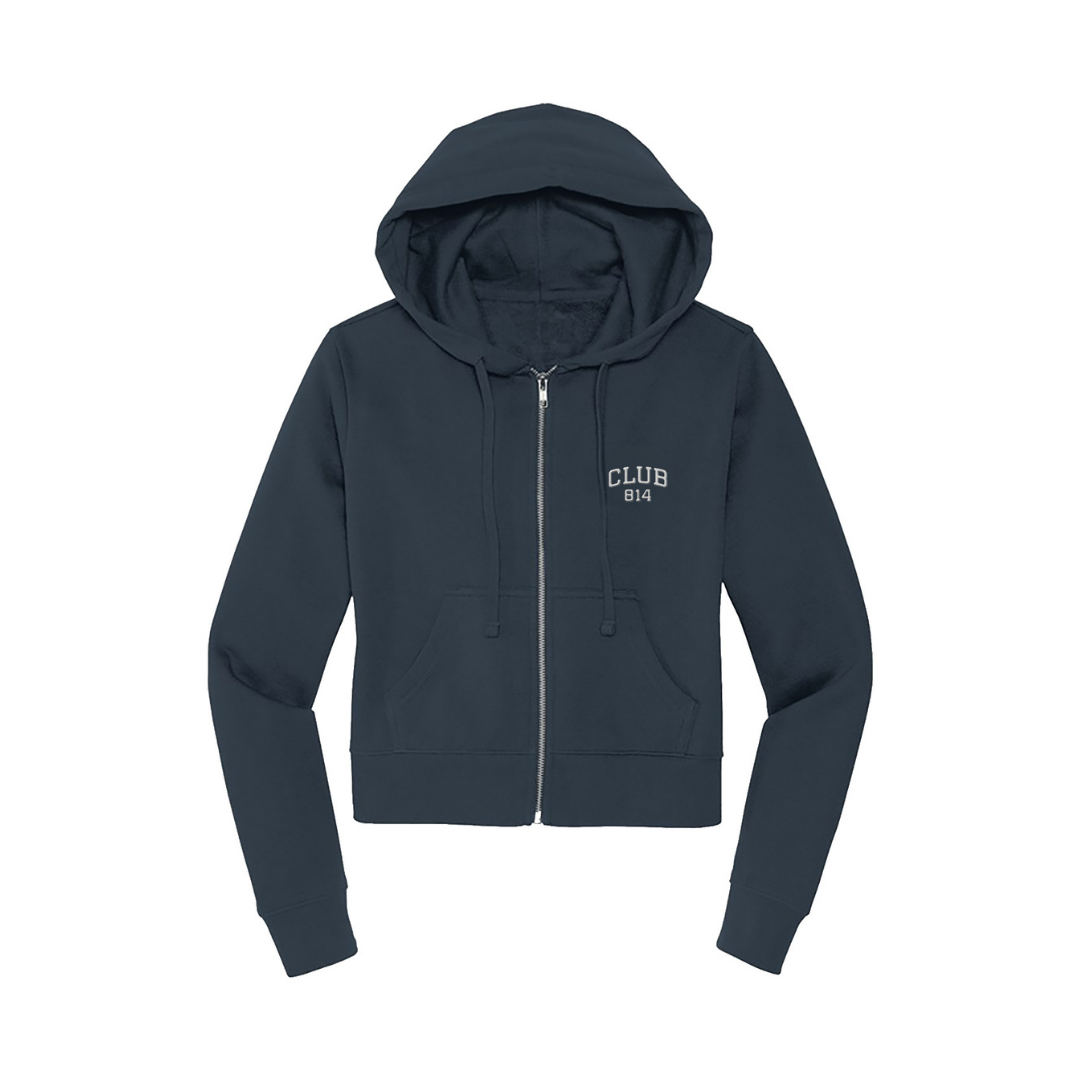 Embroidered Cropped Women's Zip Hoodie I / New Navy