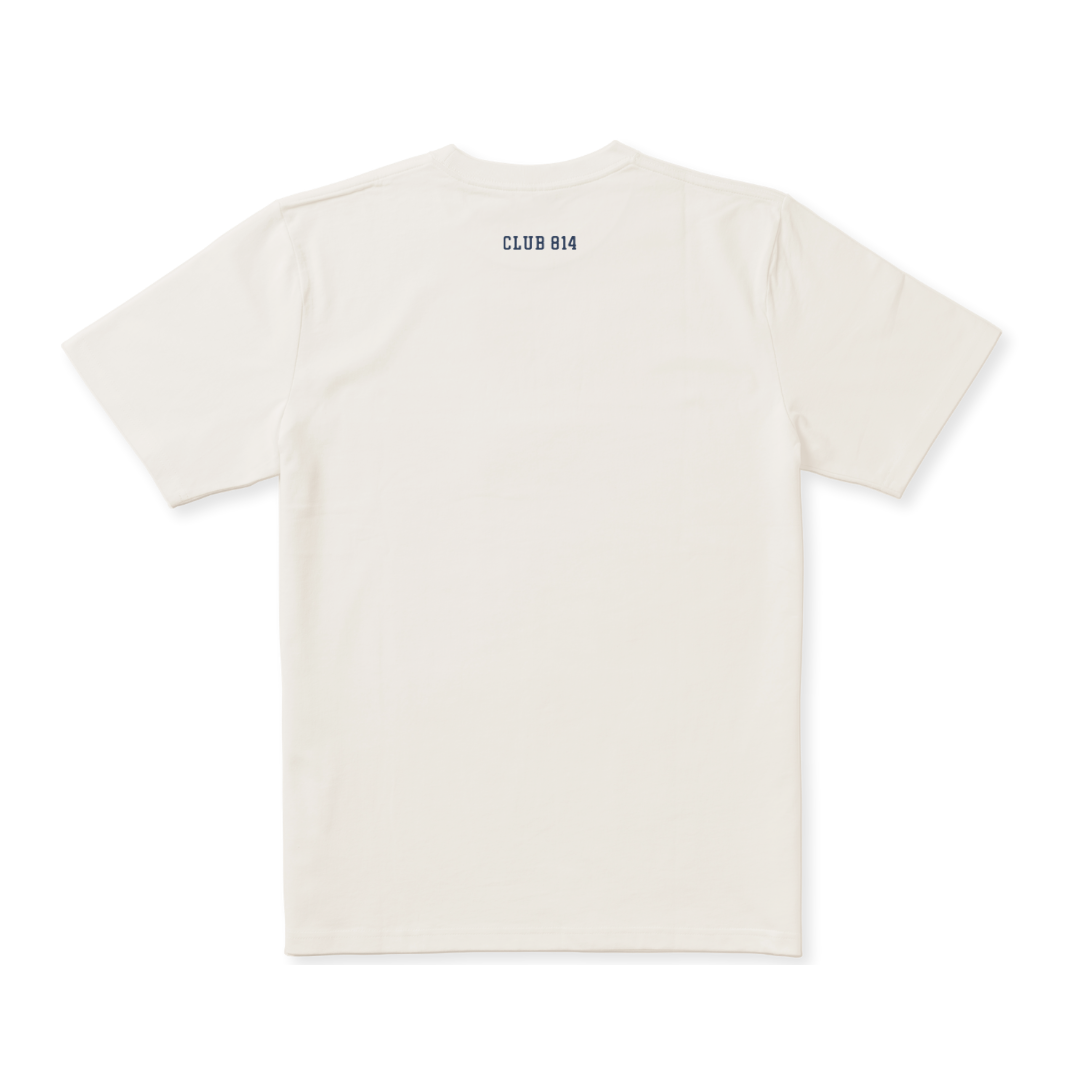Club 814 Supima tee in natural, back view.