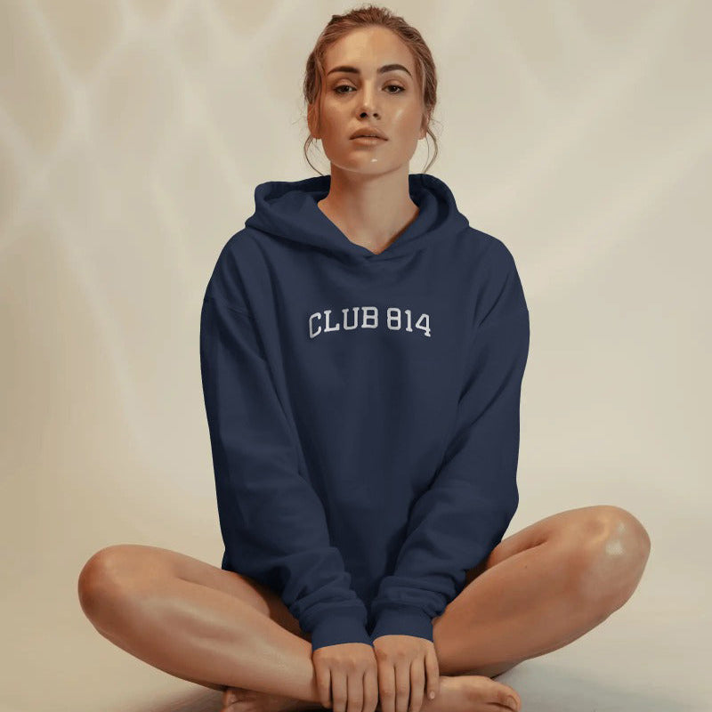 Heavyweight Distressed Vintage-Print Hoodie / Classic Navy