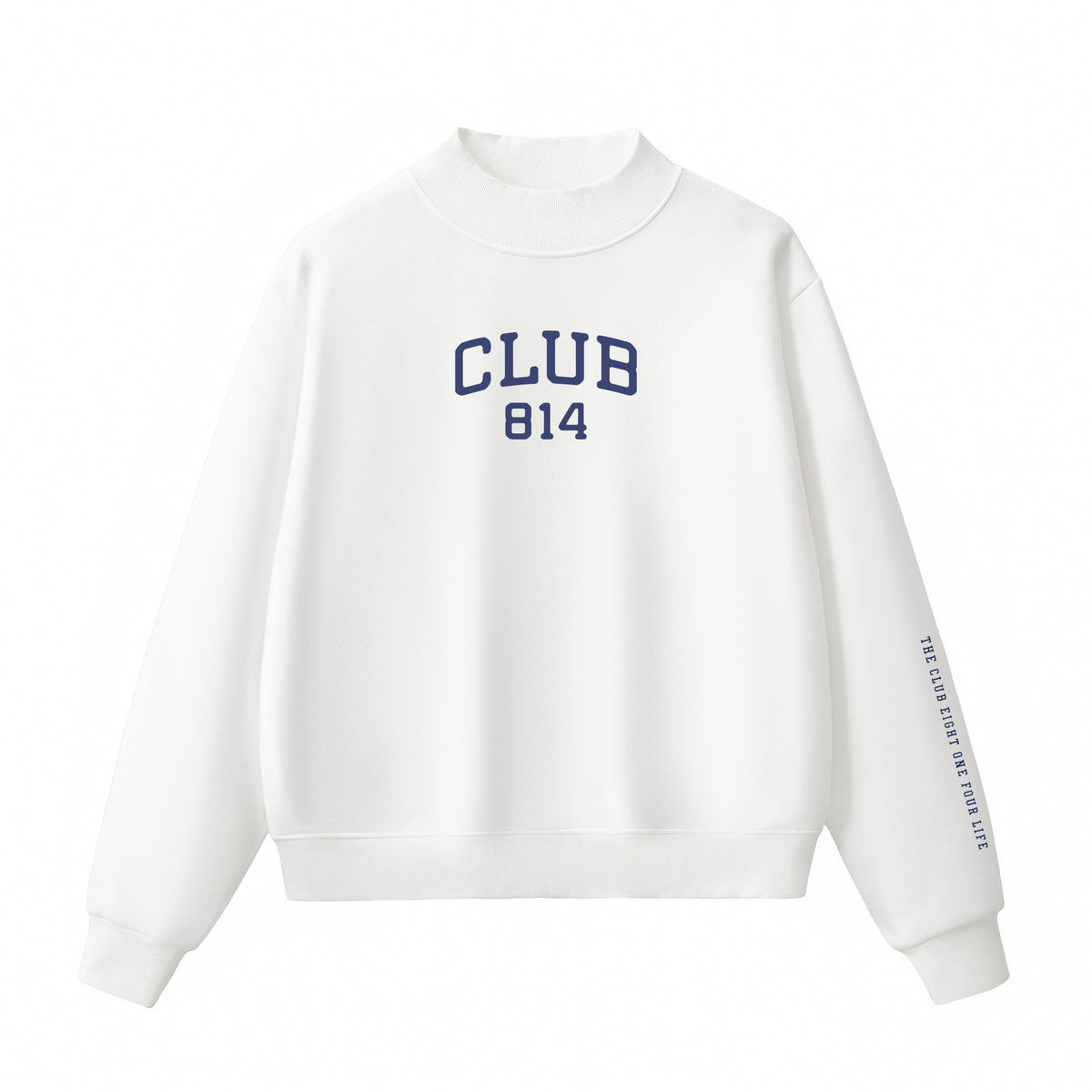 Club Mockneck Sweatshirt / White / Smaller Graphic — Limited Edition
