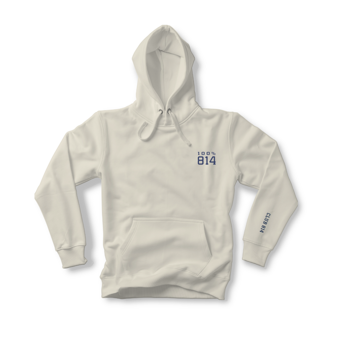 Club 814 heavyweight hoodie in bone with 814 Always embroidery.