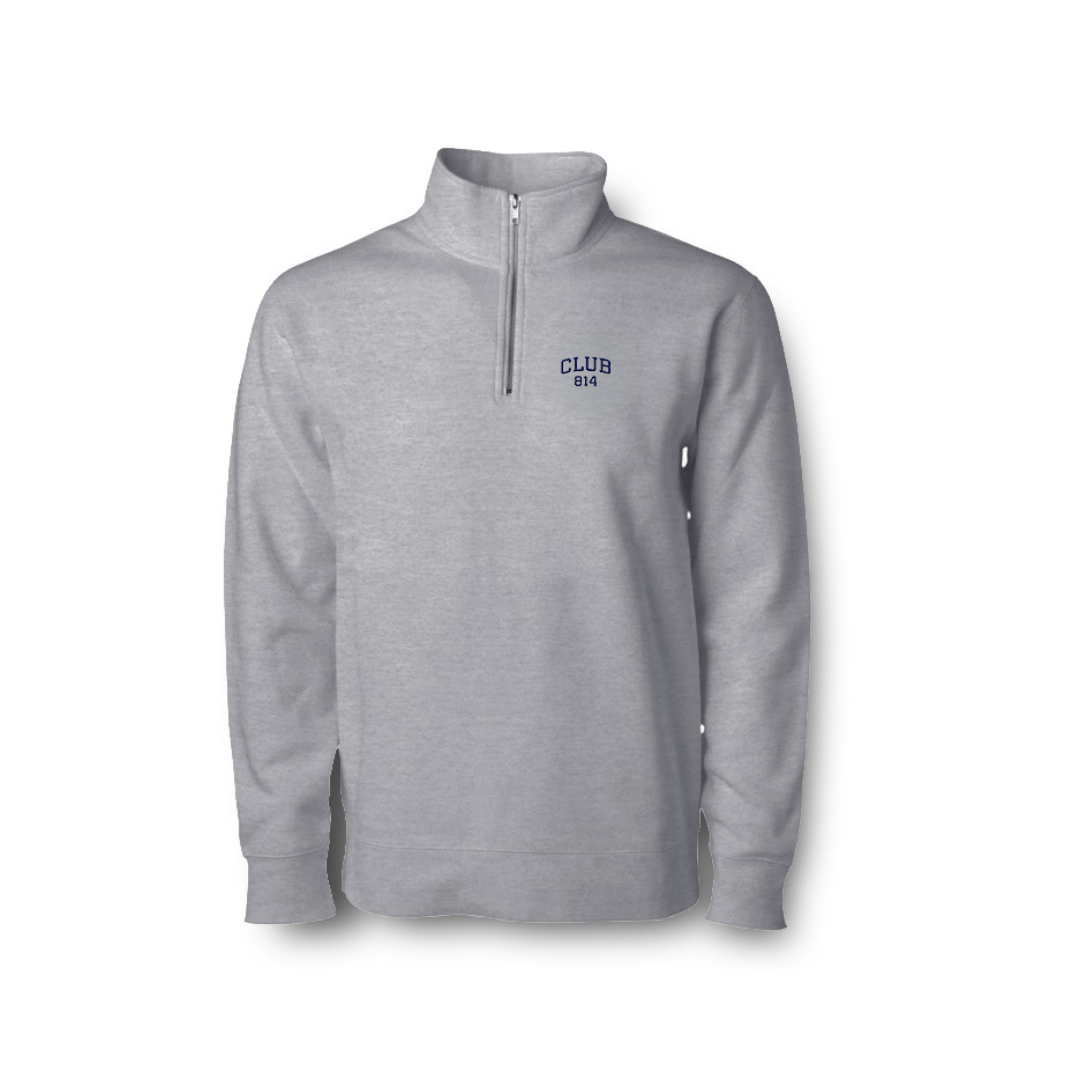 Embroidered Midweight Quarter Zip Mock Neck Pullover