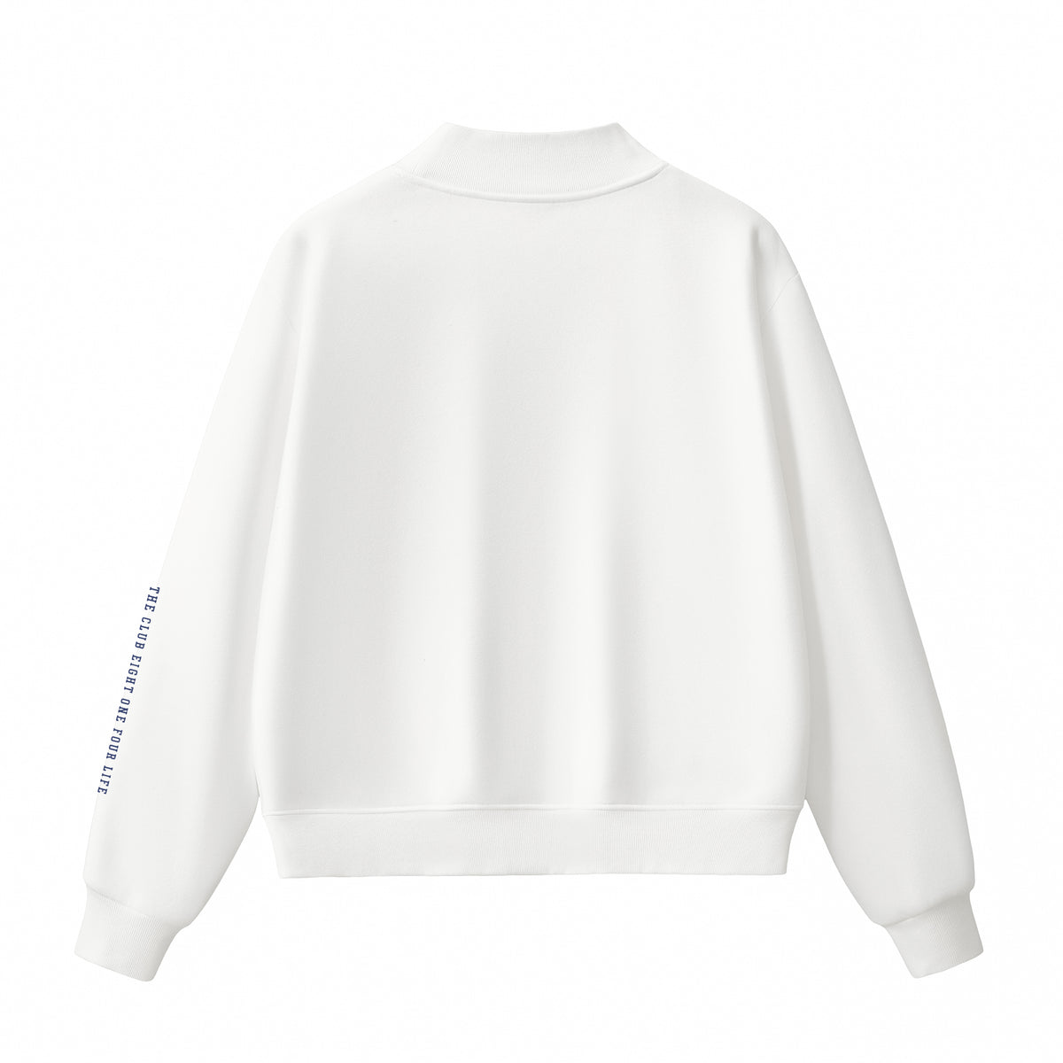 Club Mockneck Sweatshirt / White / Smaller Graphic — Limited Edition