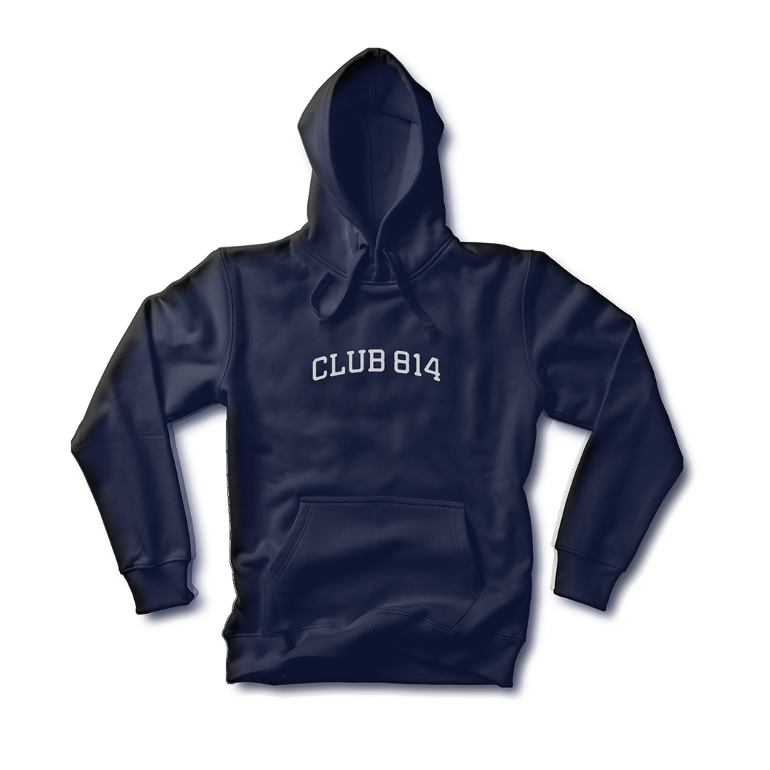 Heavyweight Distressed.Vintage-Print Hoodie / Classic Navy